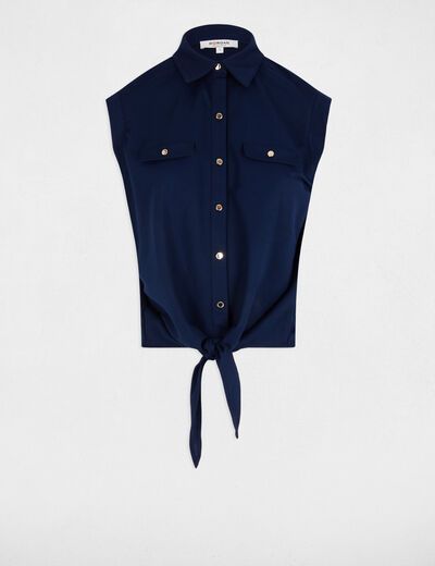 Blusa sin mangas azul petróleo mujer