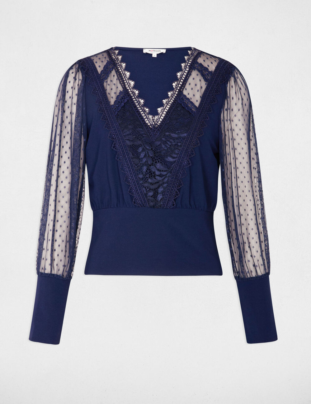 Camiseta manga larga azul marino mujer