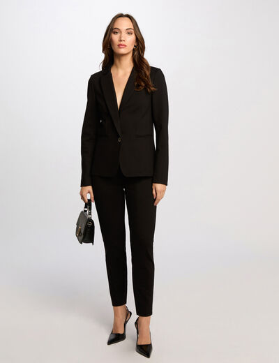 Pantalón cigarette con pinzas negro mujer