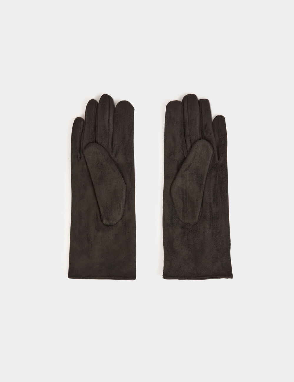 Guantes de ante con botones negro mujer