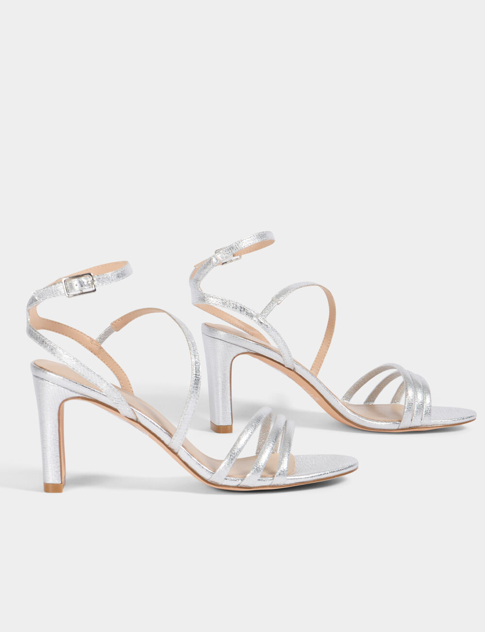 Sandalias de tacón couleur argent mujer