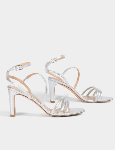 Sandalias de tacón couleur argent mujer
