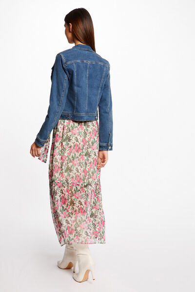 Chaqueta vaquera recta abotonada vaquero stone mujer