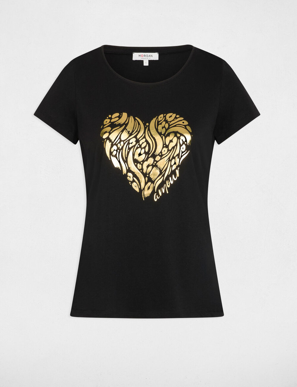 Camiseta de manga corta negro mujer