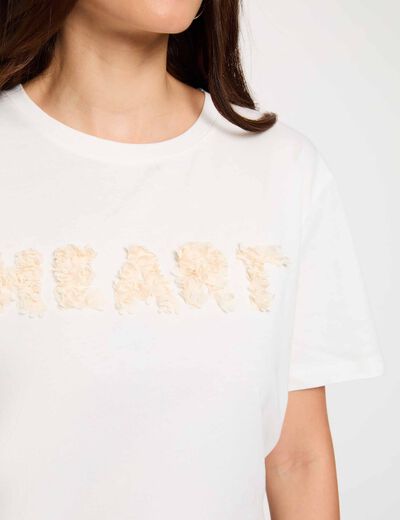Camiseta con bordado en relieve blanco mujer