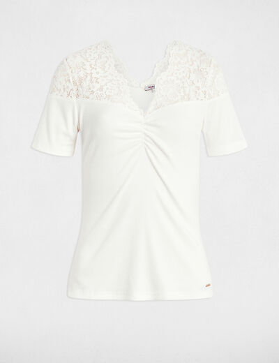 Camiseta manga corta blanco mujer