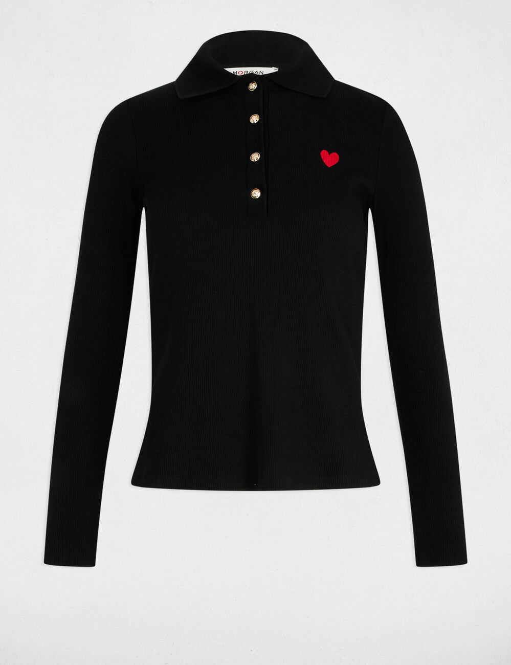 Polo manga larga negro mujer