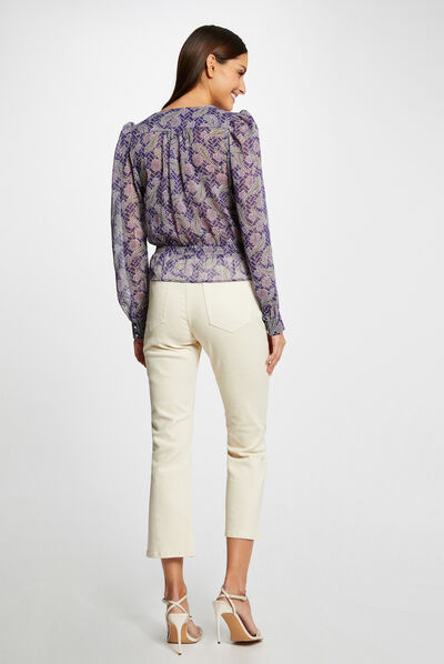 Blusa manga larga estampada multicolor mujer