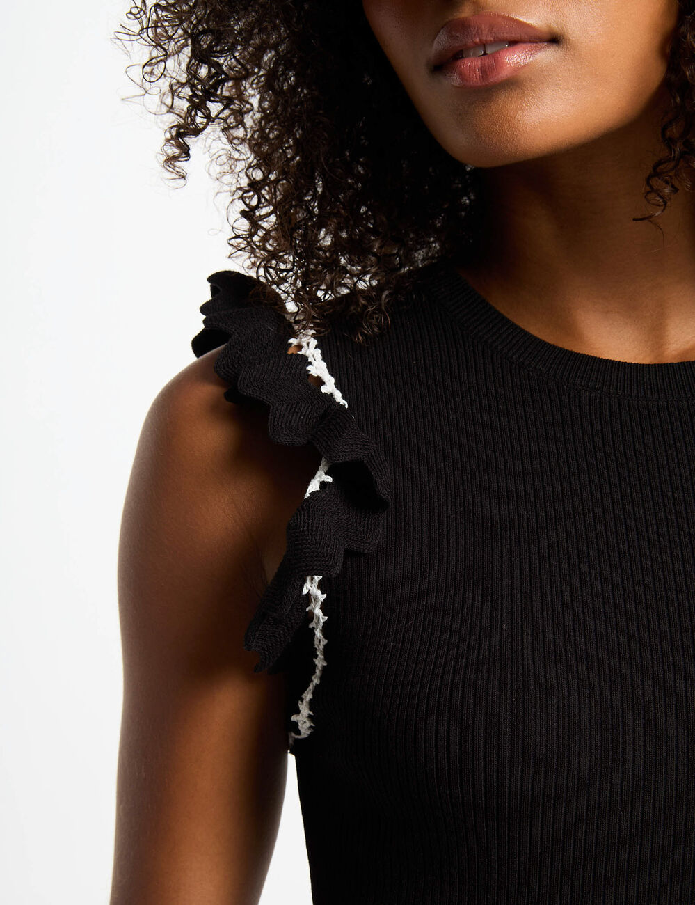 Vestido punto ajustado negro mujer