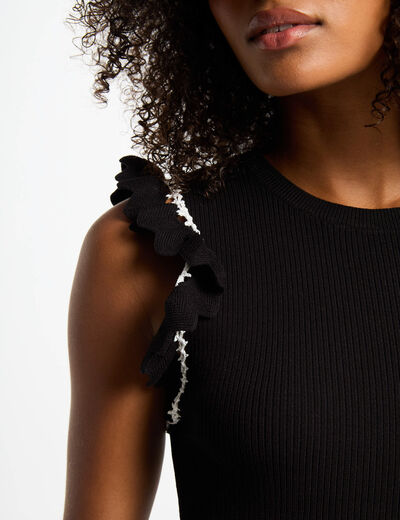 Vestido punto ajustado negro mujer