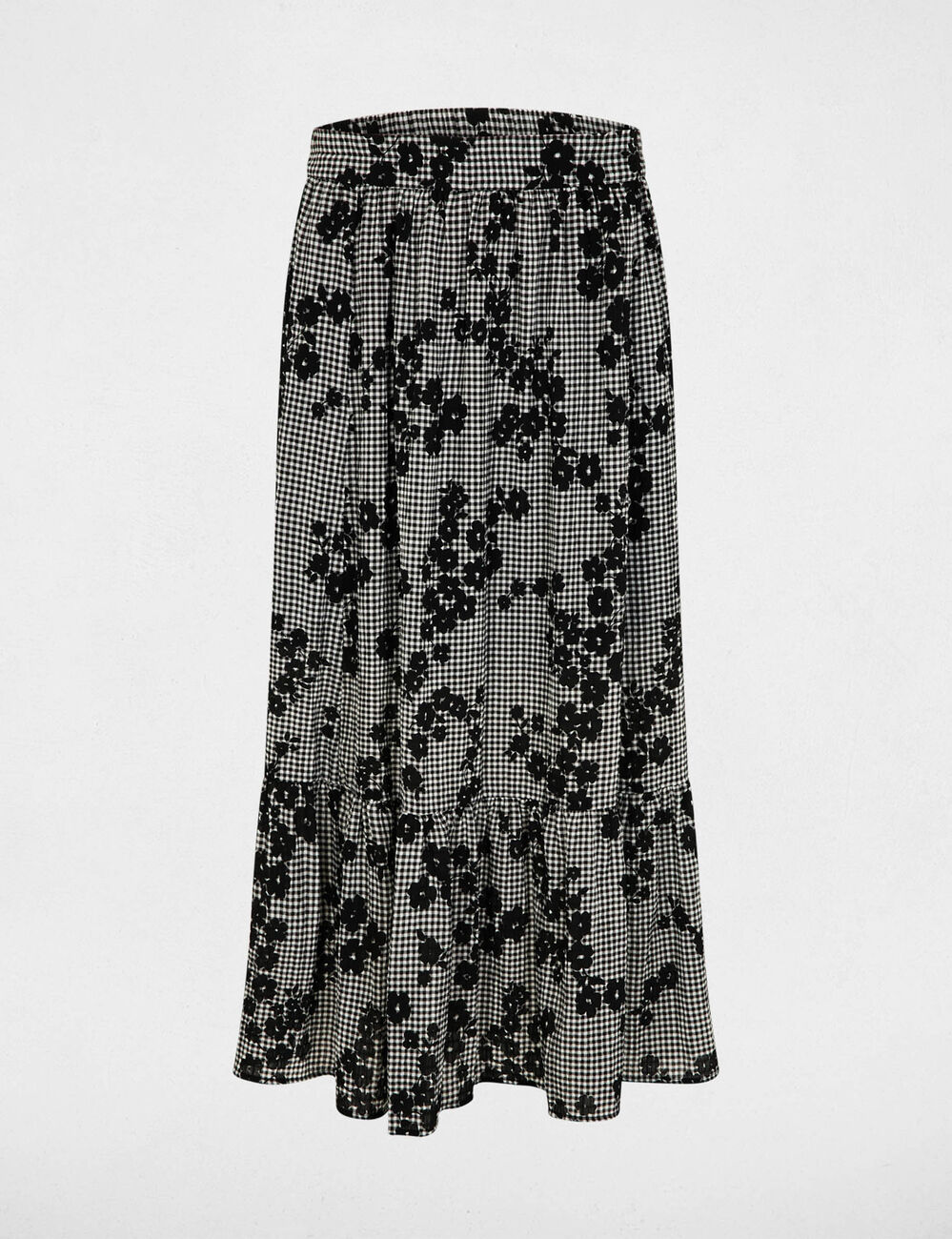 Falda de capas estampada multicolor mujer