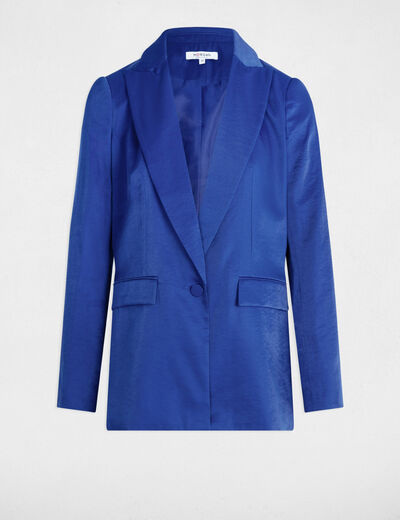 Americana de antelina azul eléctrico mujer