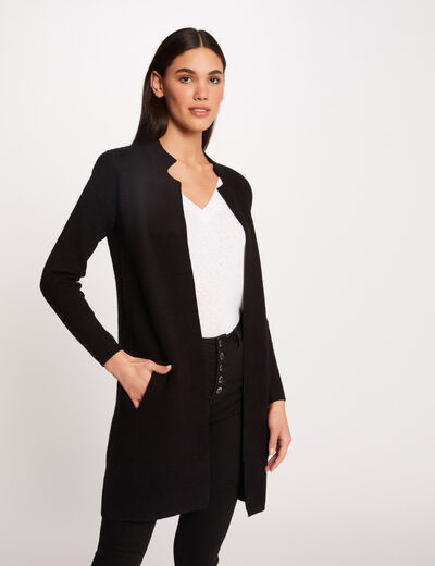 C&aacute;rdigan recto cuello con muescas gris anthracite mujer