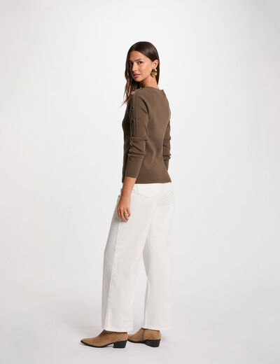 Jersey cuello barco verde caqui mujer