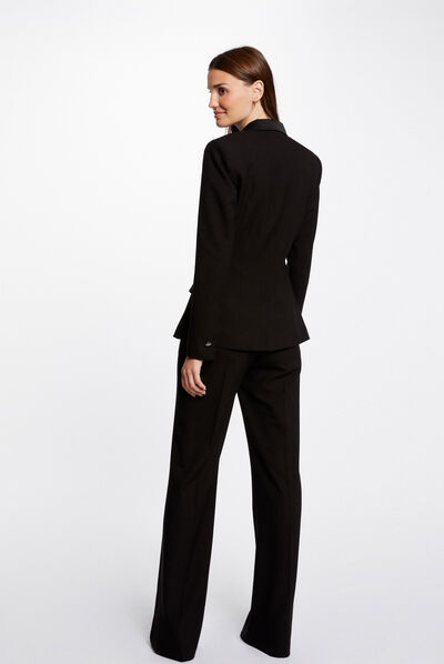 Americana de esmoquin cuello de sat¿n negro mujer