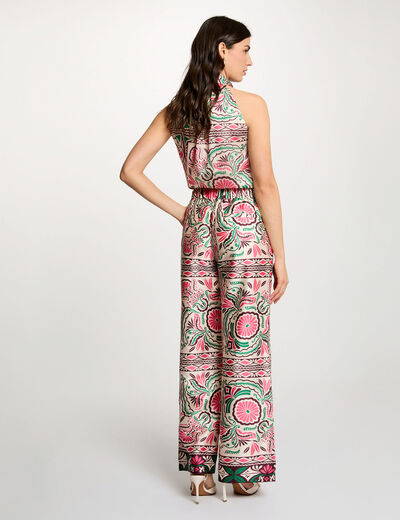 Pantal&oacute;n ancho satinado multicolor mujer