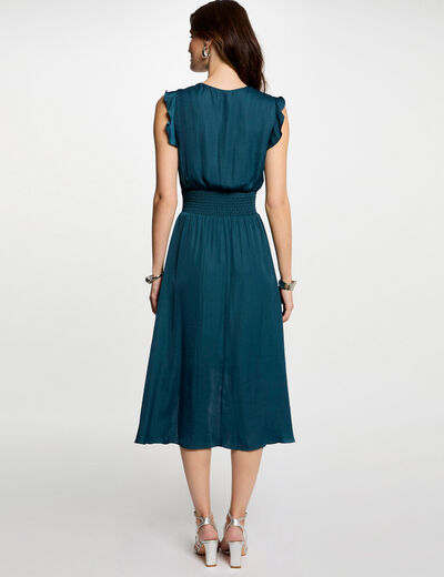 Vestido recto holgado sin mangas azul petróleo mujer
