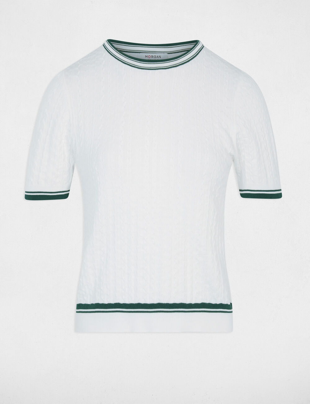 Jersey fino de manga corta verde mujer
