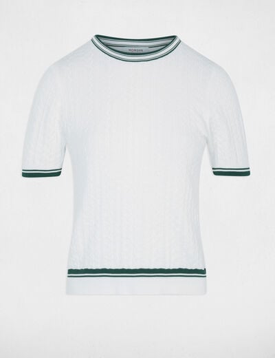 Jersey fino de manga corta verde mujer