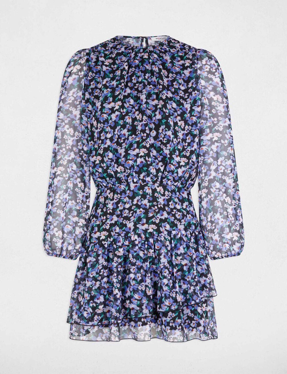 Vestido corto con cuello redondo multicolor mujer