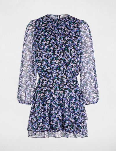 Vestido corto con cuello redondo multicolor mujer