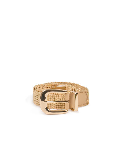 Cinturón trenzado beige mujer