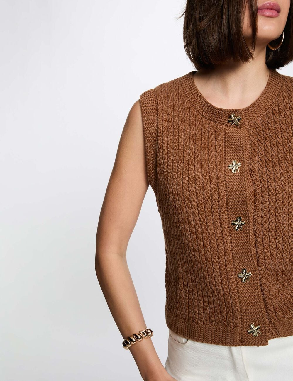 Jersey sin mangas c&aacute;mel mujer