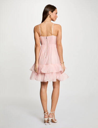 Vestido corto de tul rosa pastel mujer