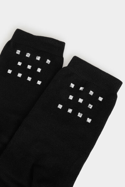 Caja 4 pares de calcetines plateado mujer