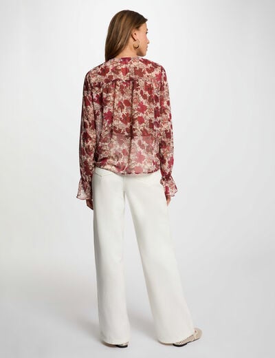 Blusa de gasa con cuello en v multicolor mujer