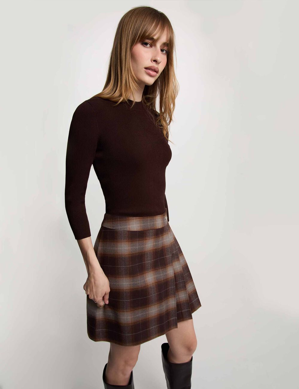Vestido corto con cuello alto multicolor mujer
