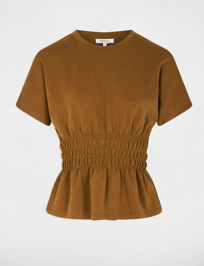 Camiseta recta con cuello redondo c&aacute;mel mujer
