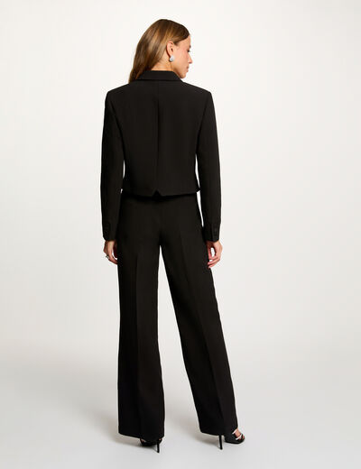 Chaqueta corta cruzada negro mujer