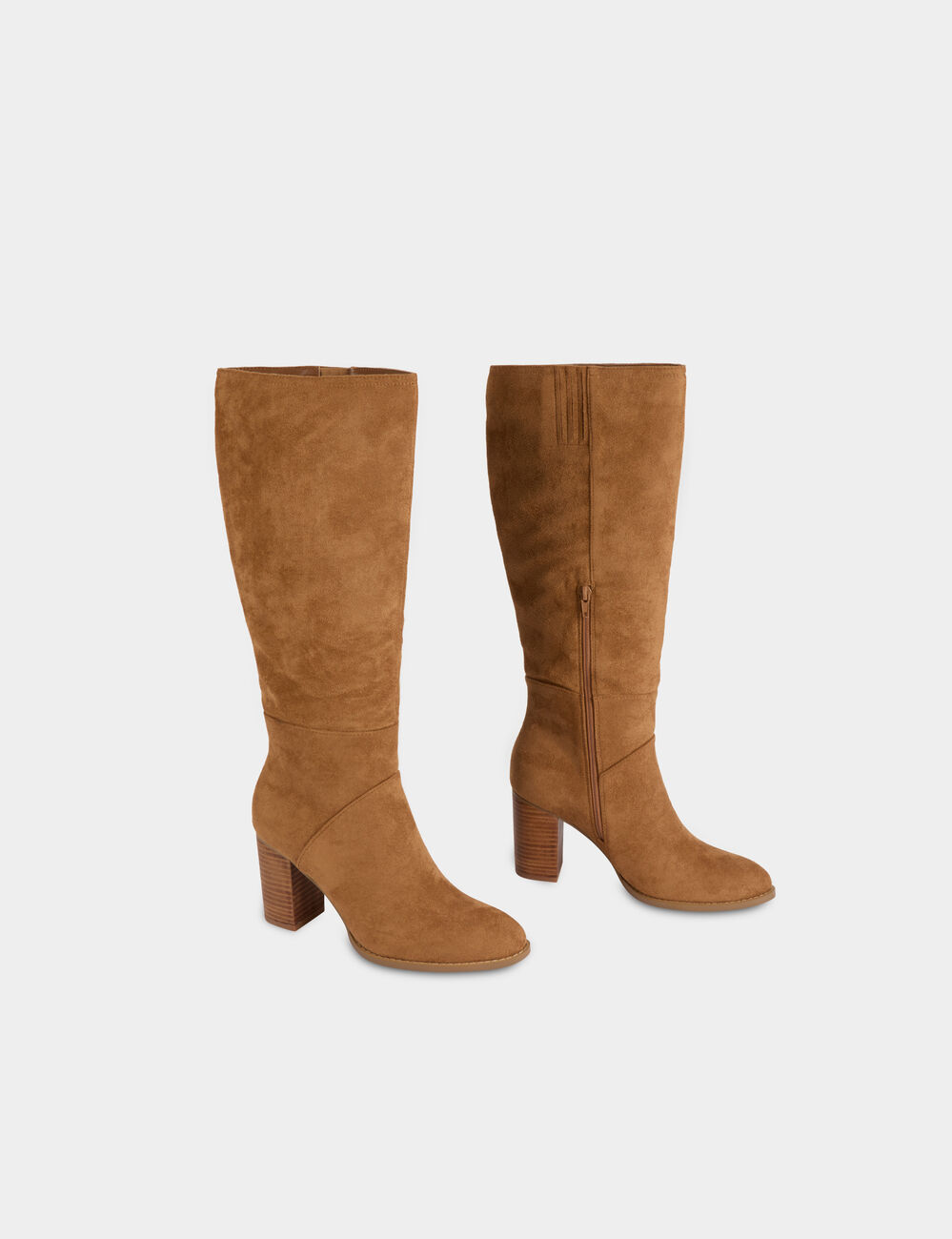 Botas altas de ante beige mujer