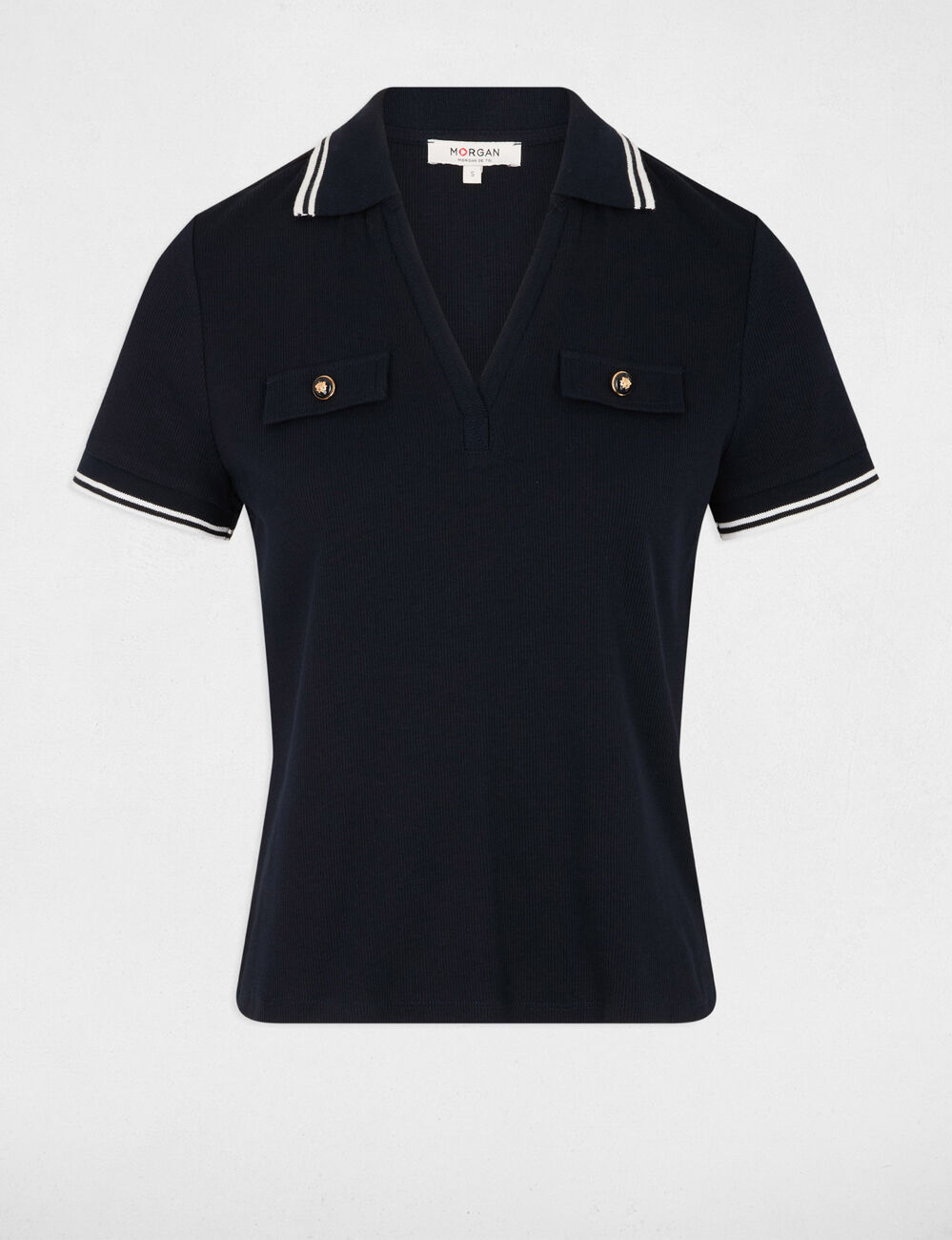 Polo ajustado azul marino mujer