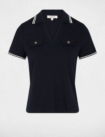 Polo ajustado azul marino mujer