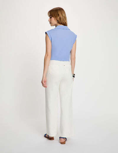 Blusa sin mangas azul lavanda mujer