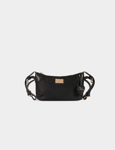 Bolso nylon polipiel negro mujer