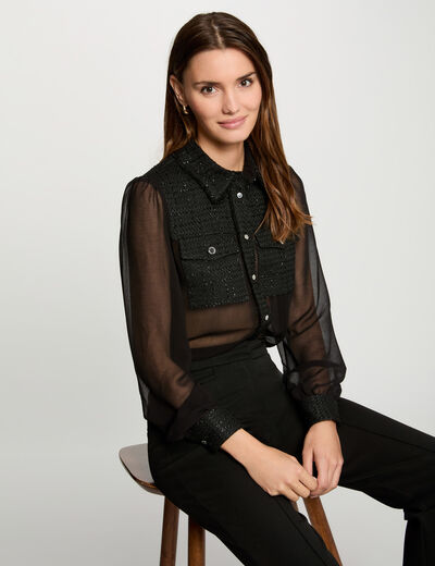 Camisa manga larga negro mujer
