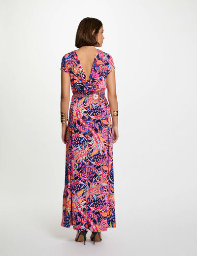 Vestido largo recto estampado multicolor mujer