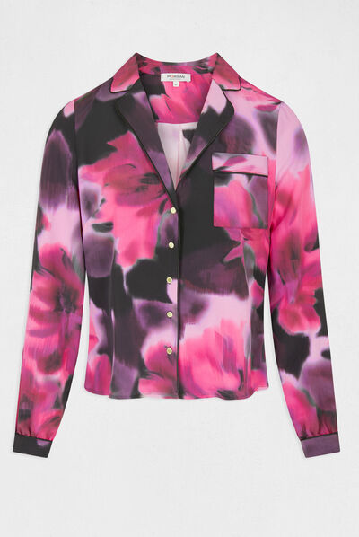 Camisa manga larga estampado abstracto multicolor mujer