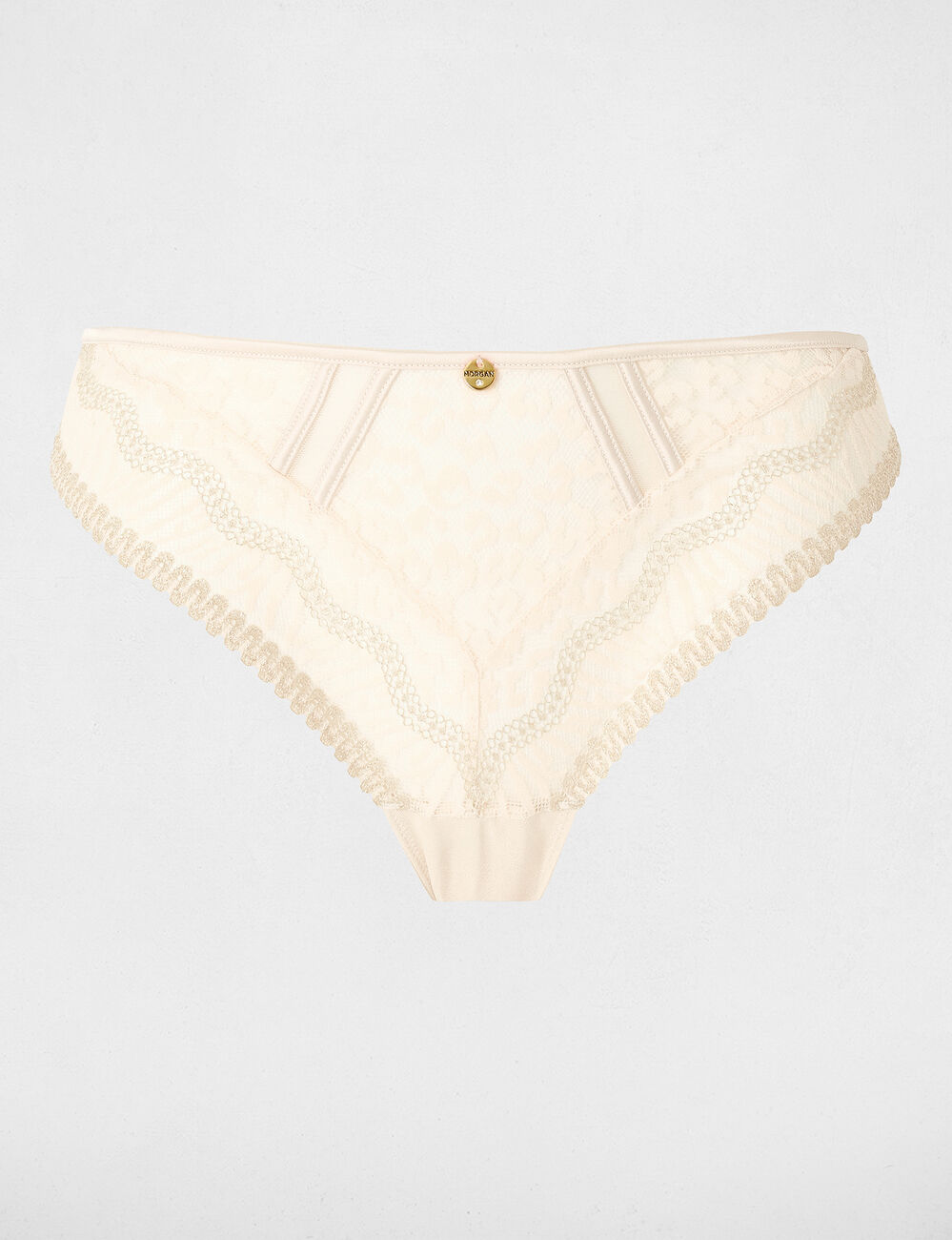 Braguita de encaje con tirantes finos beige mujer