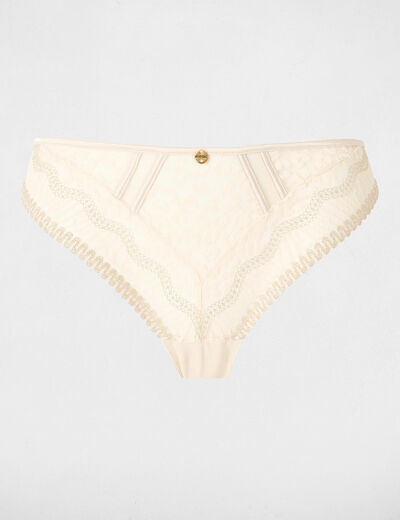 Braguita de encaje con tirantes finos beige mujer