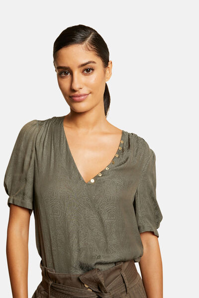 Blusa manga corta estampada  mujer