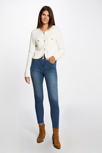 Vaquero slim con detalles tipo joya vaquero stone mujer