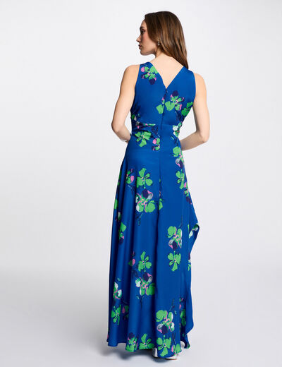 Vestido largo recto estampado multicolor mujer