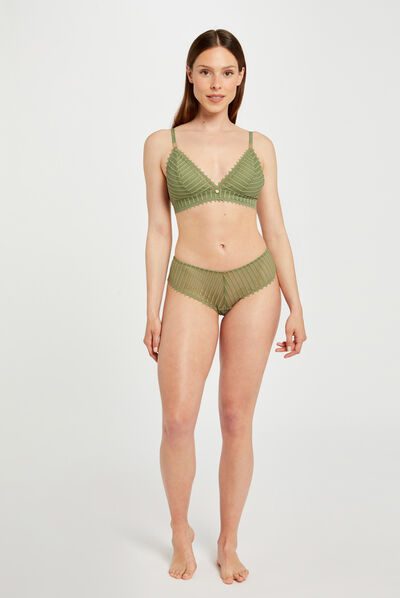 Shorty de encaje verde caqui mujer