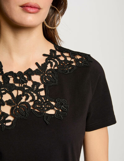 Camiseta manga corta negro mujer