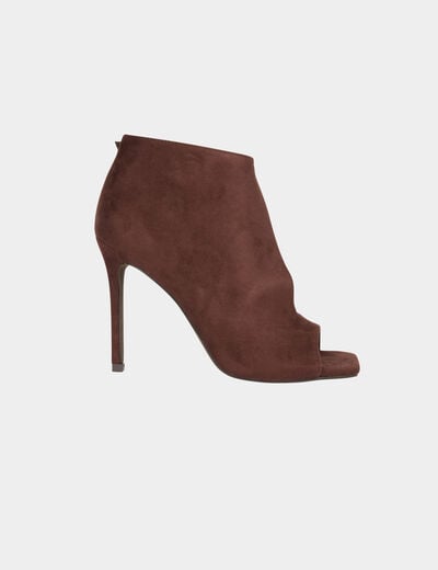 Sandalias medias descubiertas de tac&oacute;n marr&oacute;n oscuro mujer