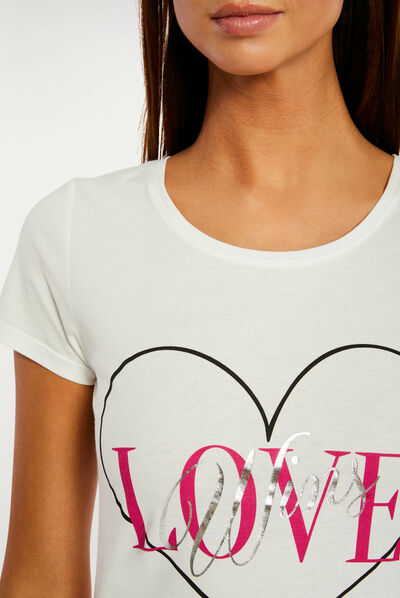 Camiseta de manga corta crudo mujer